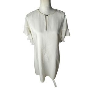 ELIE TAHARI Theodore Flutter Sleeve Sheath Dress White Sz 10 High End Designer